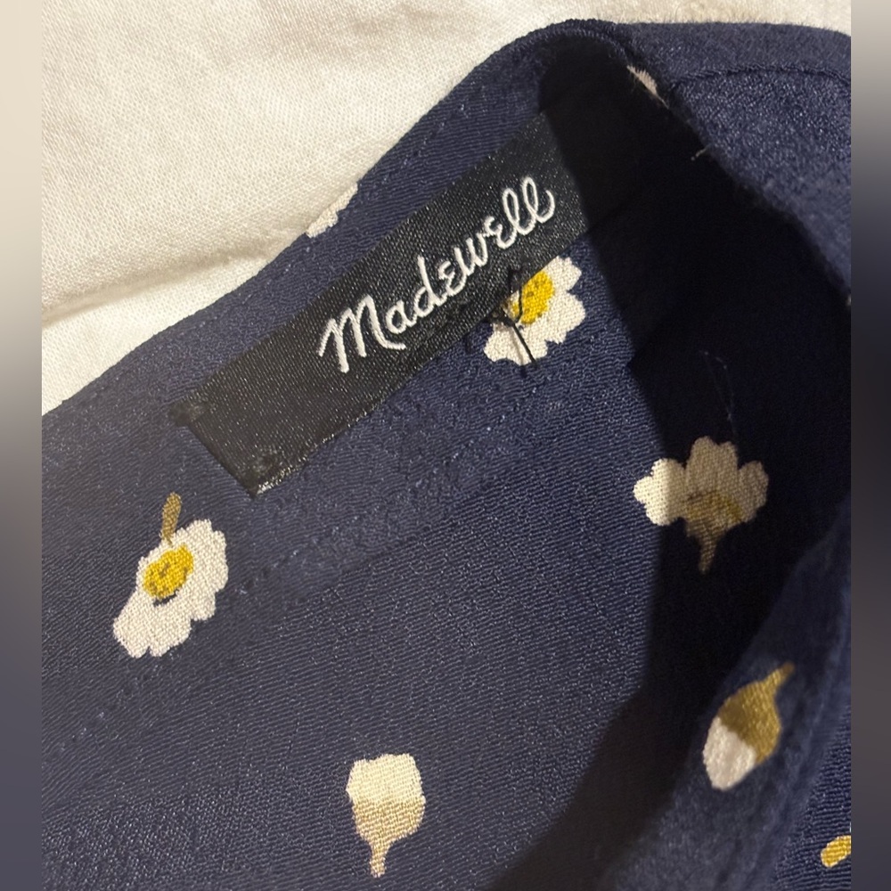 Madewell Navy Daisy Dot Mini Dress Women’s Medium Ditsy Floral Shift V-Neck - Picture 6 of 9
